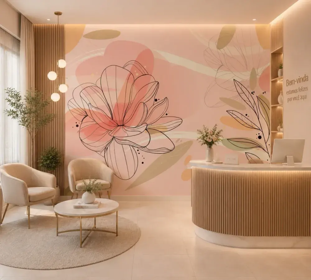 Papel Pintado Floral Acuarela Rosa