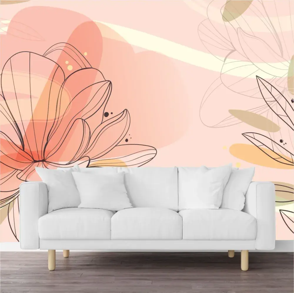 Papel Pintado Floral Acuarela Rosa