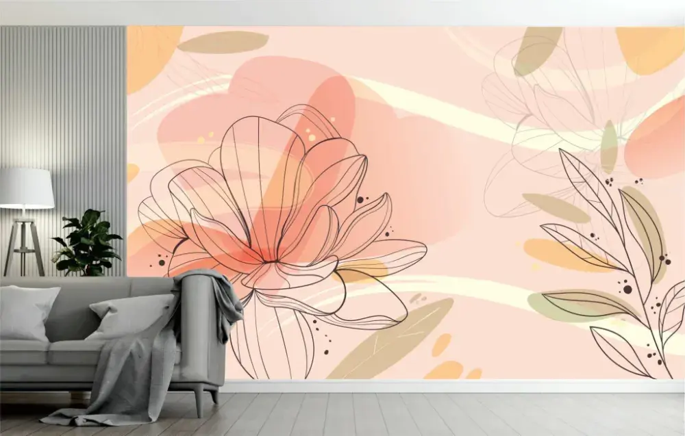 Papel Pintado Floral Acuarela Rosa