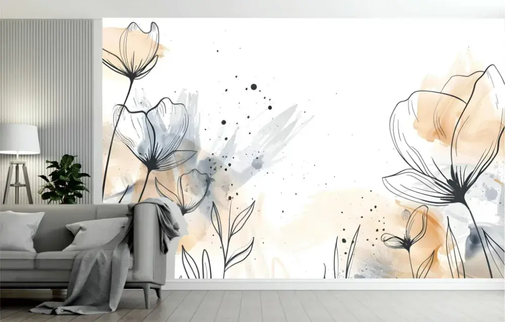 Papel Pintado Acuarela y Line Art