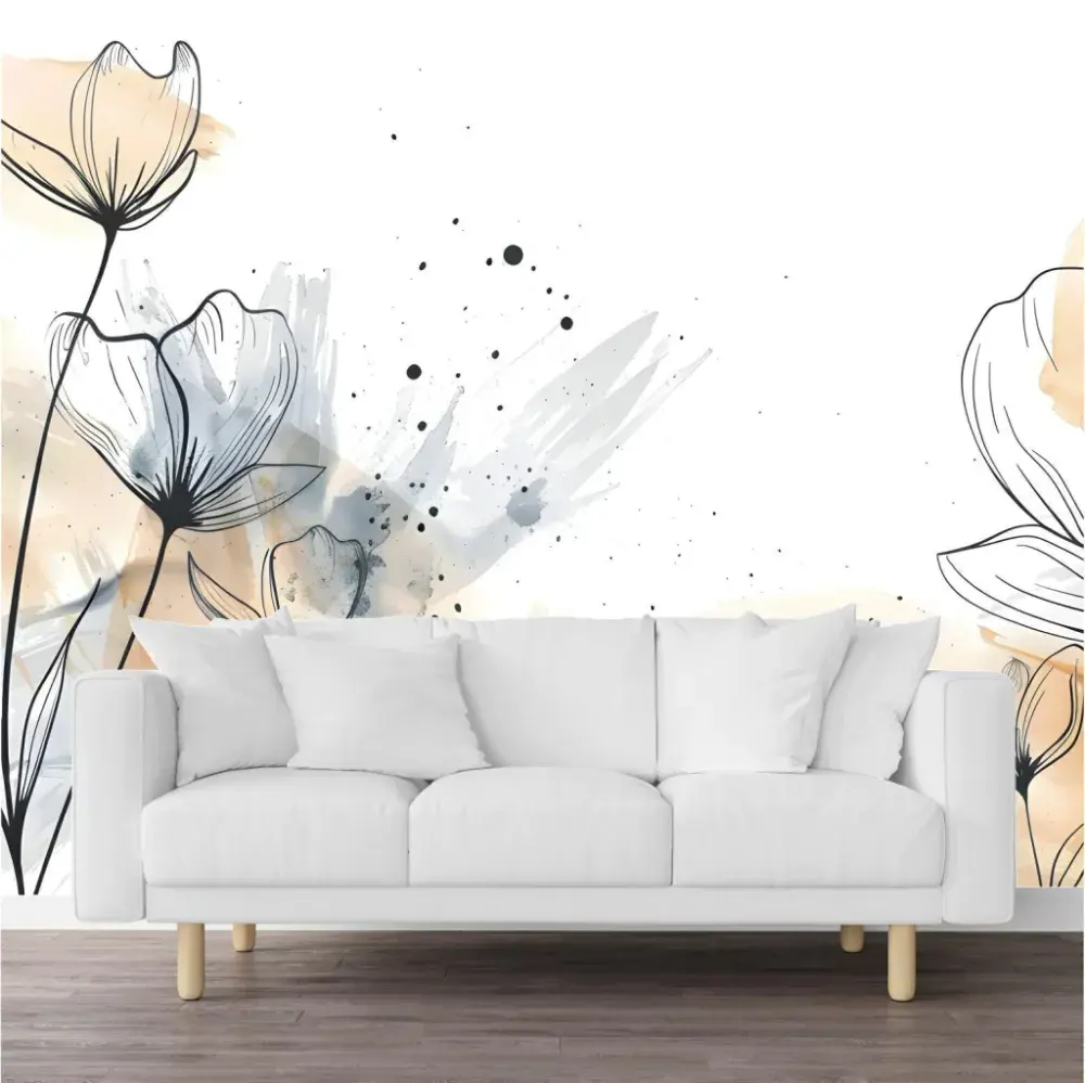 Papel Pintado Acuarela y Line Art