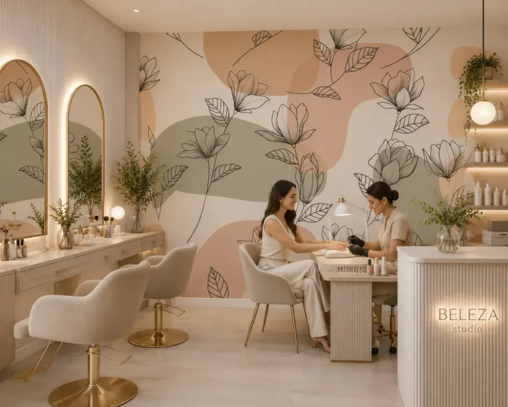 Papel Pintado Floral Line Art Salvia