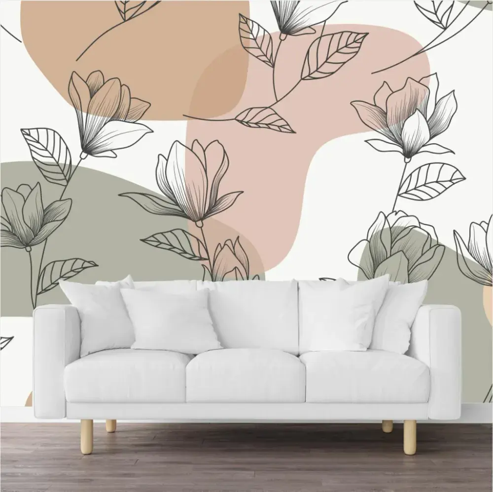 Papel Pintado Floral Line Art Salvia