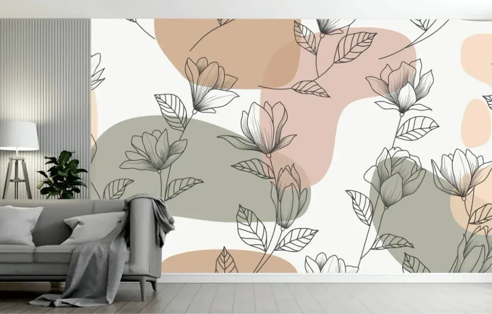 Papel Pintado Floral Line Art Salvia