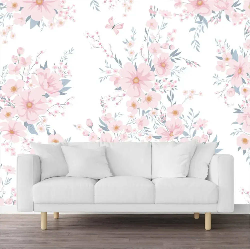 Papel Pintado Flores Rosas Delicadas