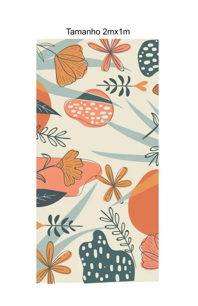 Papel Pintado Floral Naranja y Azul