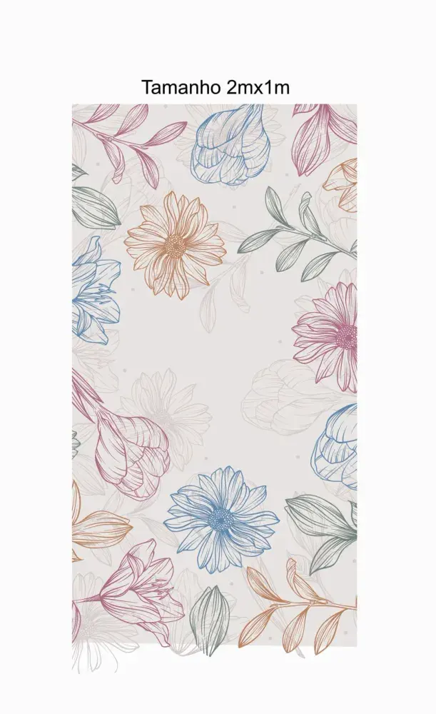 Papel Pintado Floral Line Art Colorido