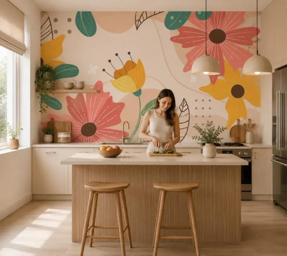 Papel Pintado Floral Alegre