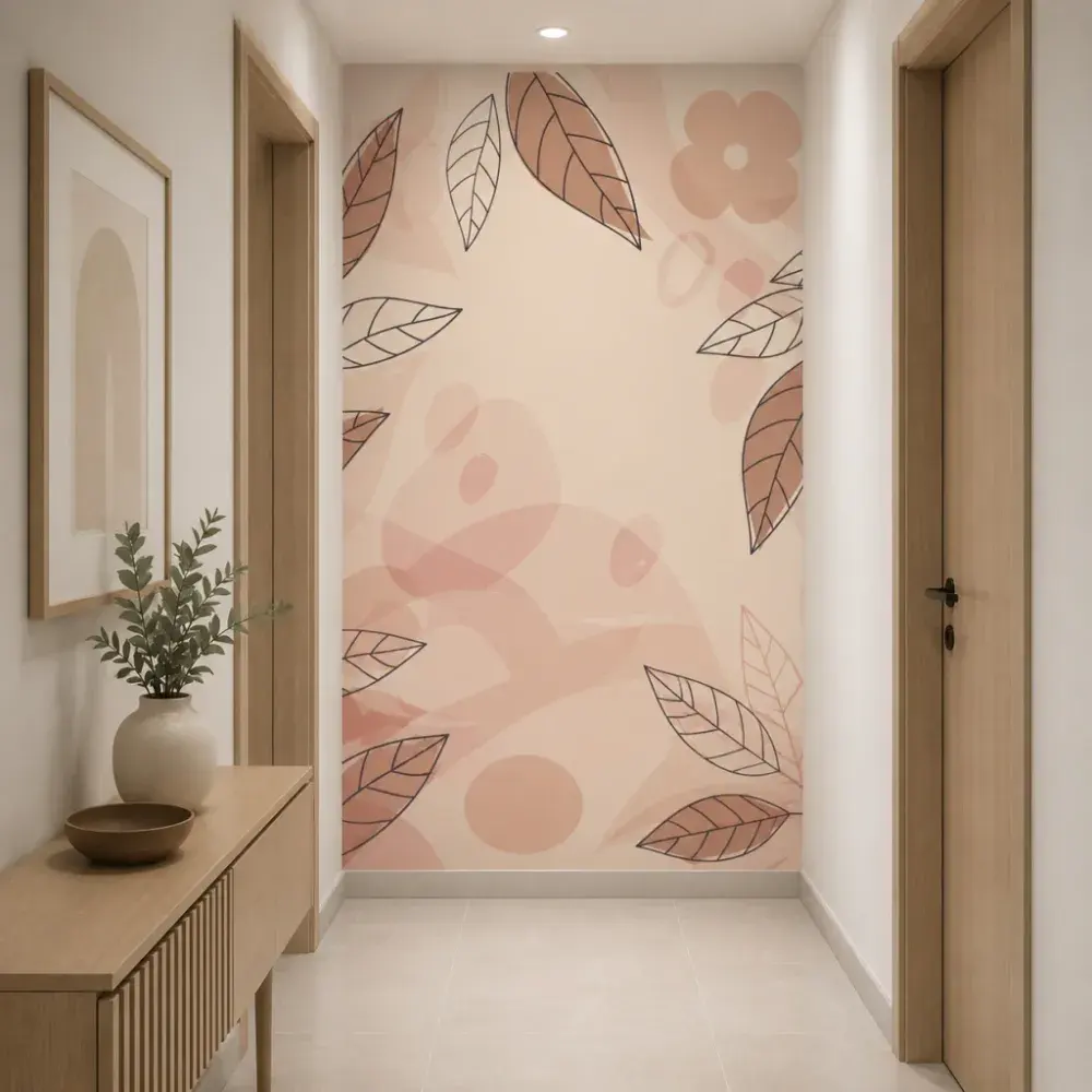 Papel Pintado Hojas Rosa Terroso