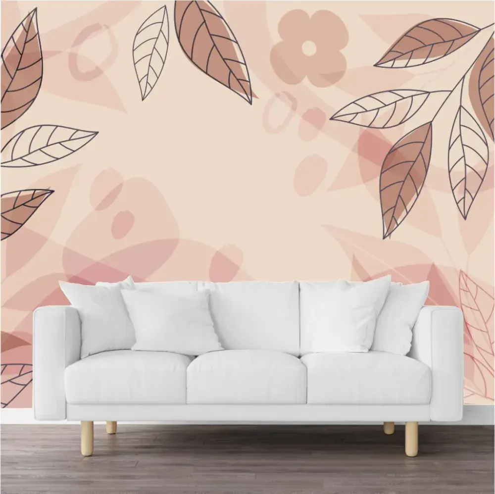 Papel Pintado Hojas Rosa Terroso