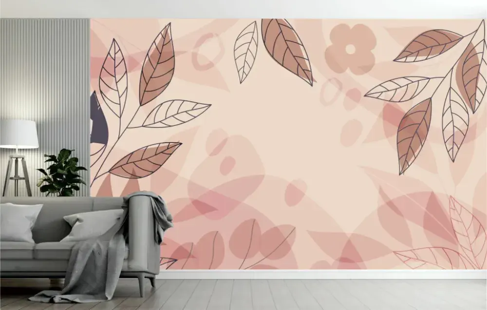 Papel Pintado Hojas Rosa Terroso