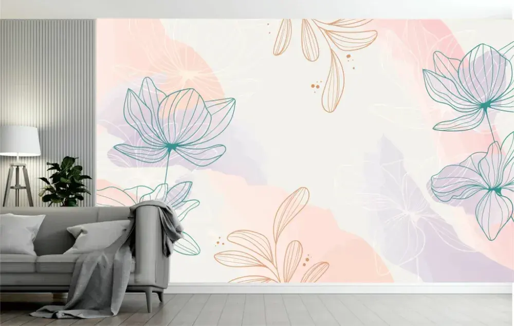 Papel Pintado Floral Pastel Lavanda