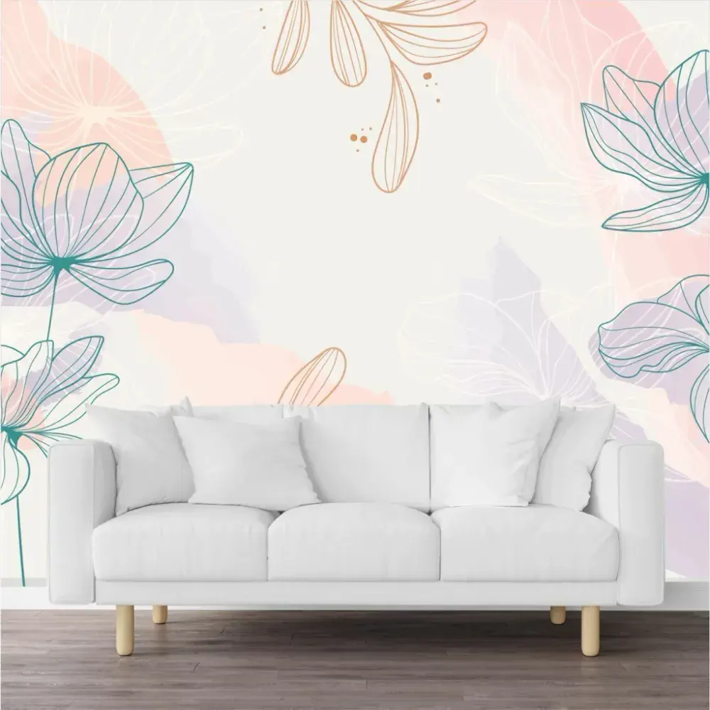 Papel Pintado Floral Pastel Lavanda