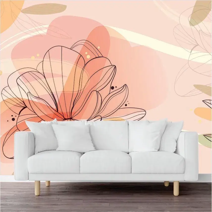 Papel Pintado Floral Rosado y Verde