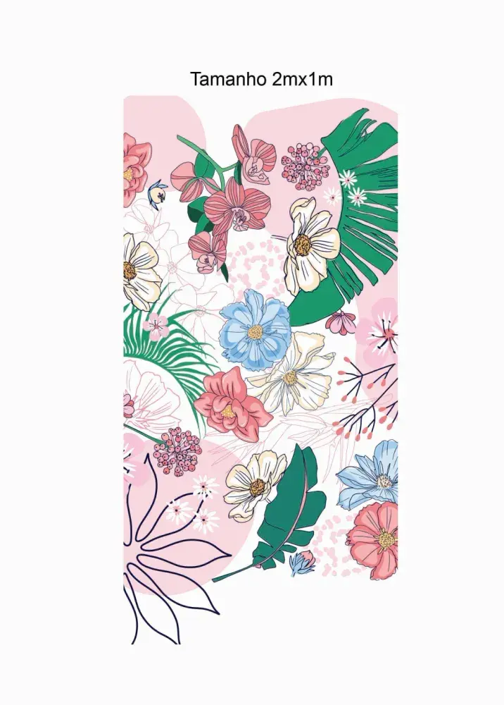 Papel Pintado Floral Tropical Rosa