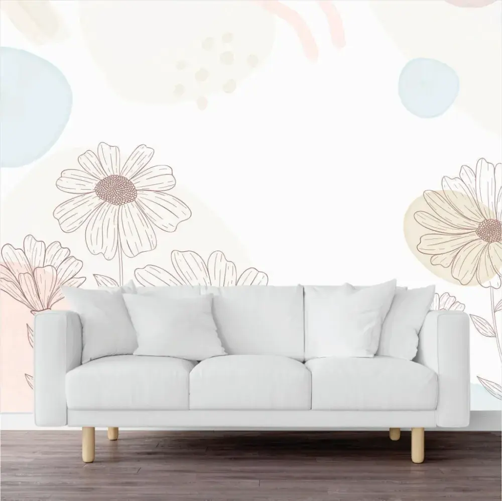 Papel Pintado Margaritas Minimalistas