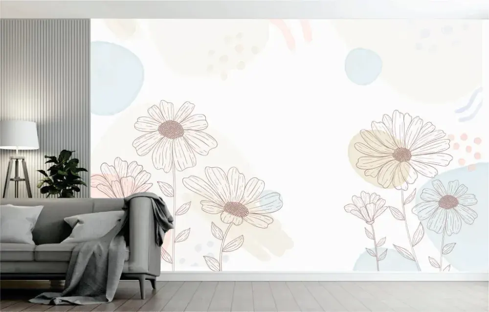 Papel Pintado Margaritas Minimalistas