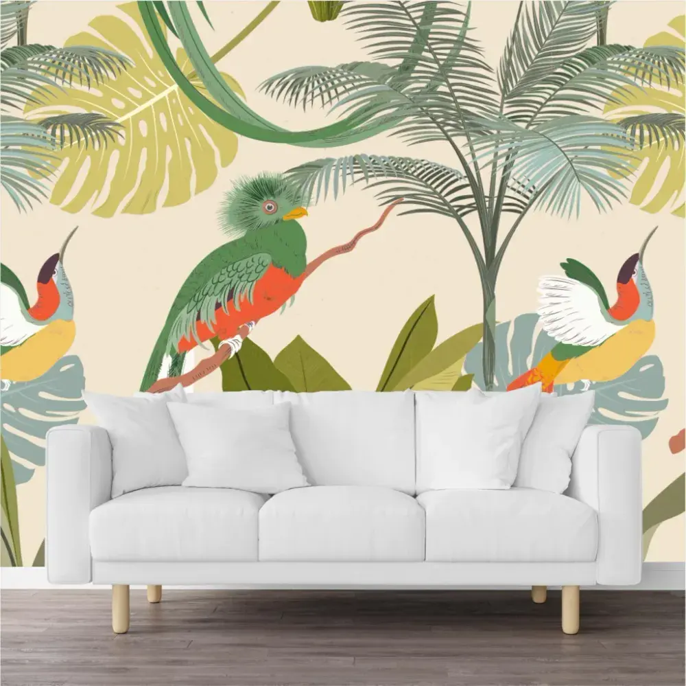 Papel Pintado Pájaros Tropicales
