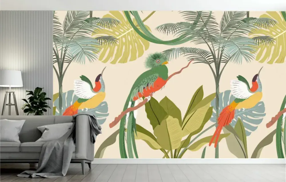 Papel Pintado Pájaros Tropicales