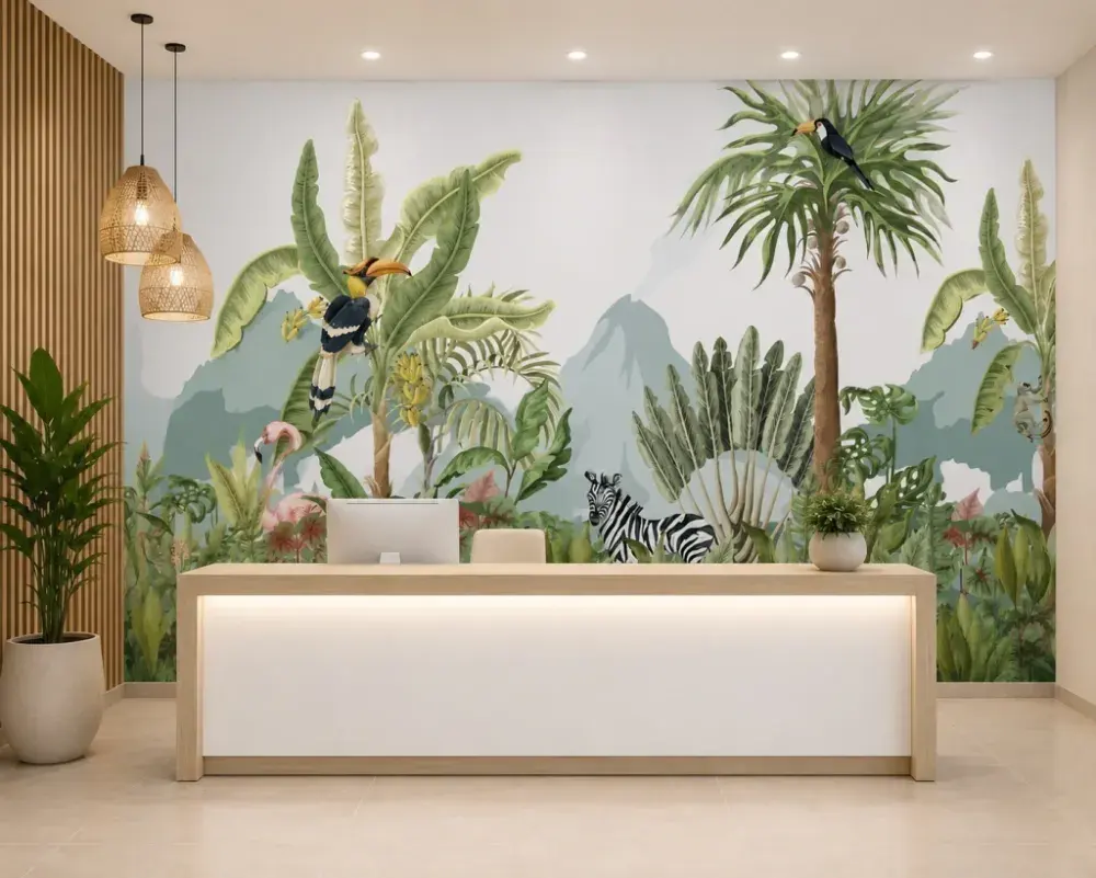 Papel Pintado Selva Tropical con Animales