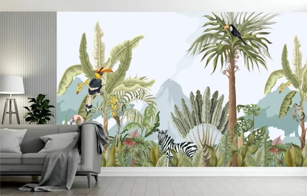 Papel Pintado Selva Tropical con Animales