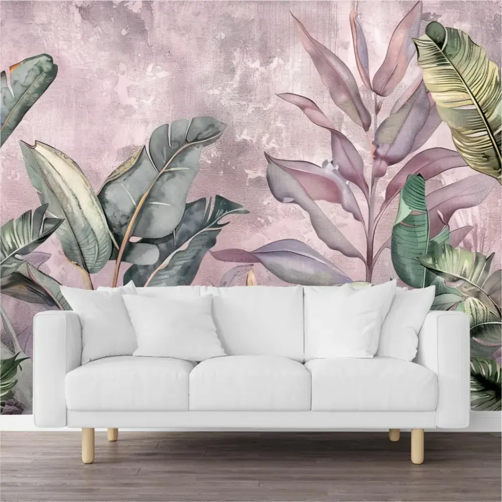 Papel Pintado Tropical Rosa Envejecido